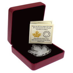 Pre-Owned 2018 Canadian 30th Anniversary of the Silver Maple $20 Silver Proof Coin - VAT Free
