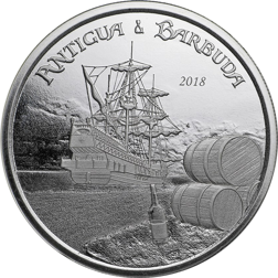 Pre-Owned 2018 Antigua and Barbuda 1oz Silver Rum Runner Coin - VAT Free