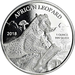 Pre-Owned 2018 Republic of Ghana African Leopard 1oz Silver Coin - VAT Free