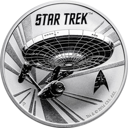 Pre-Owned 2016 Tuvalu Star Trek Enterprise 1oz Silver Coin - VAT Free