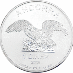 Pre-owned 2008 Andorra Bald Eagle 1 Diner Silver Coin - VAT Free