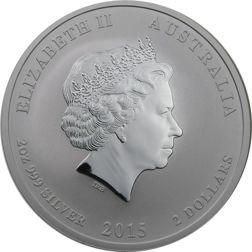 Pre-Owned 2015 Australian Lunar Goat 2oz Silver Coin - VAT Free
