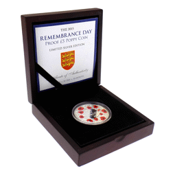 Pre-Owned 2015 Jersey Remembrance Day Poppy £5 Silver Proof Coin - VAT Free