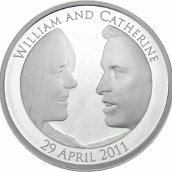 Pre-Owned 2011 UK Royal Wedding Prince William and Catherine Middleton £5 Proof Silver Coin - VAT Fr