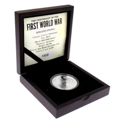 Pre-Owned 2014 Guernsey First World War £5 Silver Coin - VAT Free