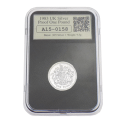 Pre-Owned 1983 UK Proof Silver £1 Coin Slabbed And Boxed - VAT Free
