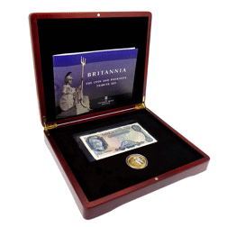 Pre-Owned 2009 Britannia Gilded Silver Coin And Banknote Tribute Set - VAT Free