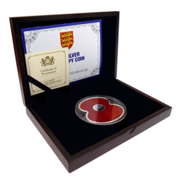 Pre-Owned 2012 Jersey Silver 5oz Poppy Shaped Remembrance Day Silver Proof Coin - VAT Free