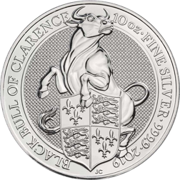 Pre-Owned 2019 UK Queen's Beasts Black Bull Of Clarence 10oz Silver Coin - VAT Free