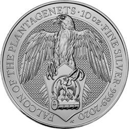 Pre-Owned 2020 UK Queen's Beasts The Falcon Of The Plantagenets 10oz Silver Coin - VAT Free