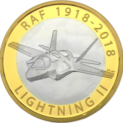 Pre-Owned 2018 UK RAF Centenary F-35 Lightning II £2 Proof Silver Coin - VAT Free