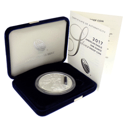 Pre-Owned 2017 USA Proof Eagle 1oz Silver Coin Boxed & Certificated - VAT Free