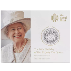 Pre-Owned 2016 UK Queen Elizabeth II's 90th Birthday £20 Fine Silver Coin - Carded - VAT Free