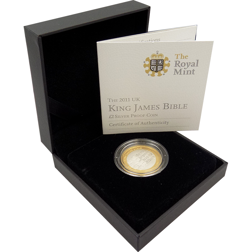 Pre-Owned 2011 UK King James Bible £2 Proof Piedfort Silver Coin - VAT Free