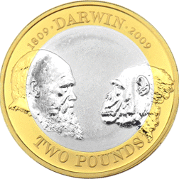 Pre-Owned 2009 UK Charles Darwin £2 Proof Silver Coin - VAT Free
