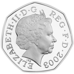 Pre-Owned 2003 UK Women Social Political Union 50p Piedfort Proof Silver Coin - VAT Free