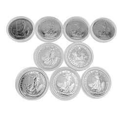 Pre-Owned - 2013-2020 UK Britannia Silver Coin Collection (9 Coins) - VAT Free
