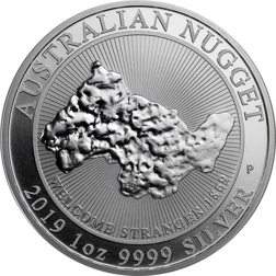 Pre-Owned 2019 Australian Welcome Stranger Nugget 1oz Silver Coin - VAT Free