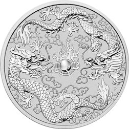 Pre-Owned 2019 Australian Double Dragon 1oz Silver Coin - VAT Free