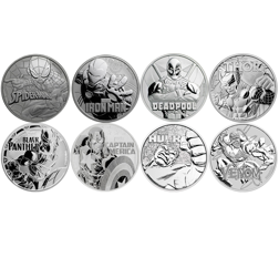 Pre-Owned 2017- 2020 Tuvalu Marvel Series 1oz Silver 8 Coin Collection - VAT Free