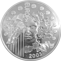 Pre-Owned 2003 French 'First Anniversary of the Euro' 1kg Europa €50 Silver Coin - VAT Free