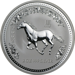 Pre-Owned 2002 Australian Lunar Horse 2oz Silver Coin - VAT Free