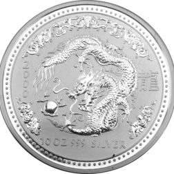 Pre-Owned 2000 Australian Lunar Dragon 10oz Silver Coin - VAT Free