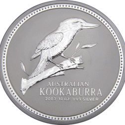 Pre-Owned 2003 Australian Kookaburra 10oz Silver Coin - VAT Free