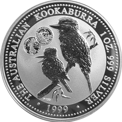 Pre-Owned 1999 Australia Kookaburra French 5 Francs Privy Mark 1oz Silver Coin - VAT Free