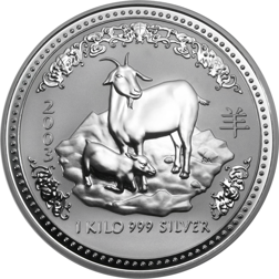 Pre-Owned 2003 Australian Lunar Goat 1kg Silver Coin - VAT Free