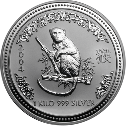 Pre-Owned 2004 Australian Lunar Monkey 1kg Silver Coin - VAT Free