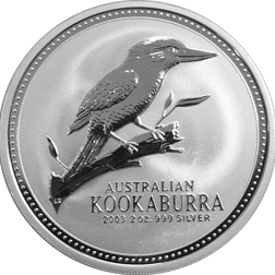 Pre-Owned 2003 Australian Kookaburra 2oz Silver Coin - VAT Free