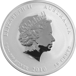 Pre-Owned 2010 Australian Lunar Tiger 1/2oz Silver Coin - VAT Free