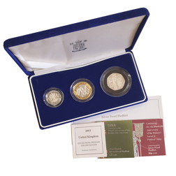 Pre-Owned 2003 UK Piedfort Silver Proof 3-Coin Collection - VAT Free