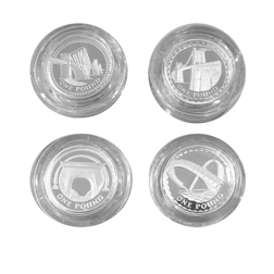 Pre-Owned 2004-2007 UK £1 Bridges Piedfort Proof Silver 4-Coin Set - VAT Free