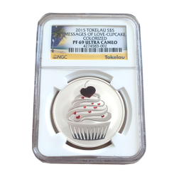 Pre-Owned 2015 Tokelau Cupcake 1oz Proof Silver Coin NGC Graded PF 69 - 4274583-002 - VAT Free