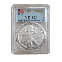 Pre-Owned 2018 USA Eagle 1oz Silver Coin - PCGS Graded MS69 - 656450.69/36015750 - VAT Free