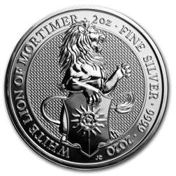 Pre-Owned 2020 UK Queen’s Beasts The White Lion of Mortimer 2oz Silver Coin - VAT Free