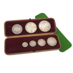 Pre-Owned 1887 Seven Coin Silver Currency Specimen Set - VAT Free