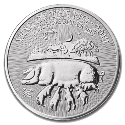 Pre-Owned 2019 UK Lunar Pig 1oz Silver Coin - VAT Free