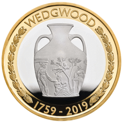 Pre-Owned 2019 UK 260th Anniversary of Wedgwood £2 Piedfort Proof Silver Coin - VAT Free
