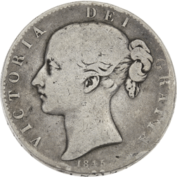 Pre-Owned 1845 UK Victoria Young Head Silver Crown - VAT Free