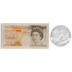 Pre-Owned 1998 Prince Charles 50th Birthday Proof Silver Crown and Ten-Pound Note Set - VAT Free