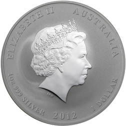 Pre-Owned 2012 Australian Gilded Lunar Dragon 1oz Silver Coin - VAT Free