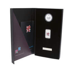 Pre-Owned 2012 London Olympics £5 Coin & Ingot Proof Silver Set - VAT Free