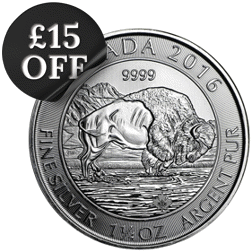 Pre-Owned 2016 Canadian Bison 1.25oz Silver Coin - VAT Free