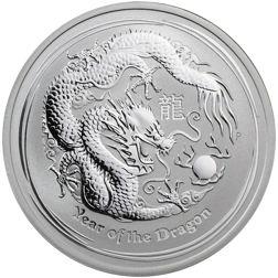Pre-Owned 2012 Australian Lunar Dragon 1/2oz Silver Coin - VAT Free