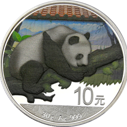 Pre-Owned 2016 Chinese Panda Colourised 30g Silver Coin - VAT Free