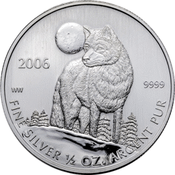 Pre-Owned 2006 Canadian Timber Wolf 1/2oz Silver Coin - VAT Free