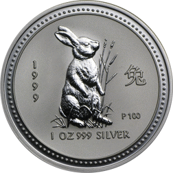 Pre-Owned 1999 Australian Lunar Rabbit 1oz Silver Coin - Series I - VAT Free
